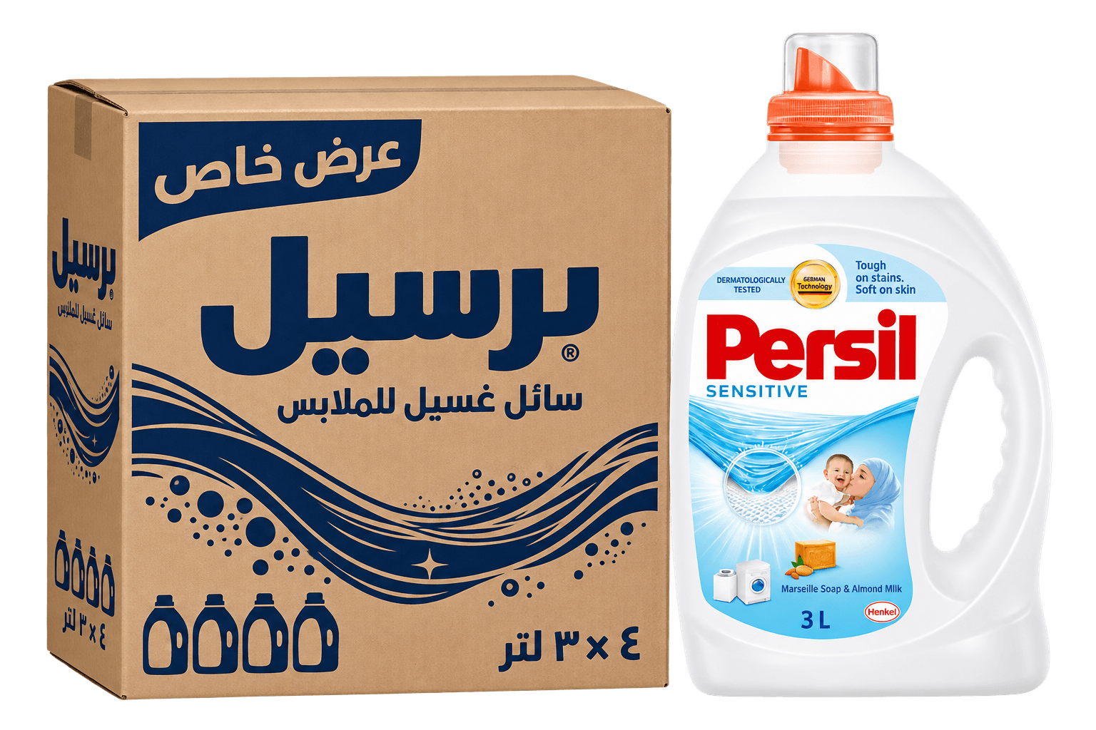كرتون برسيل جل سينستيف 3 لتر * 4