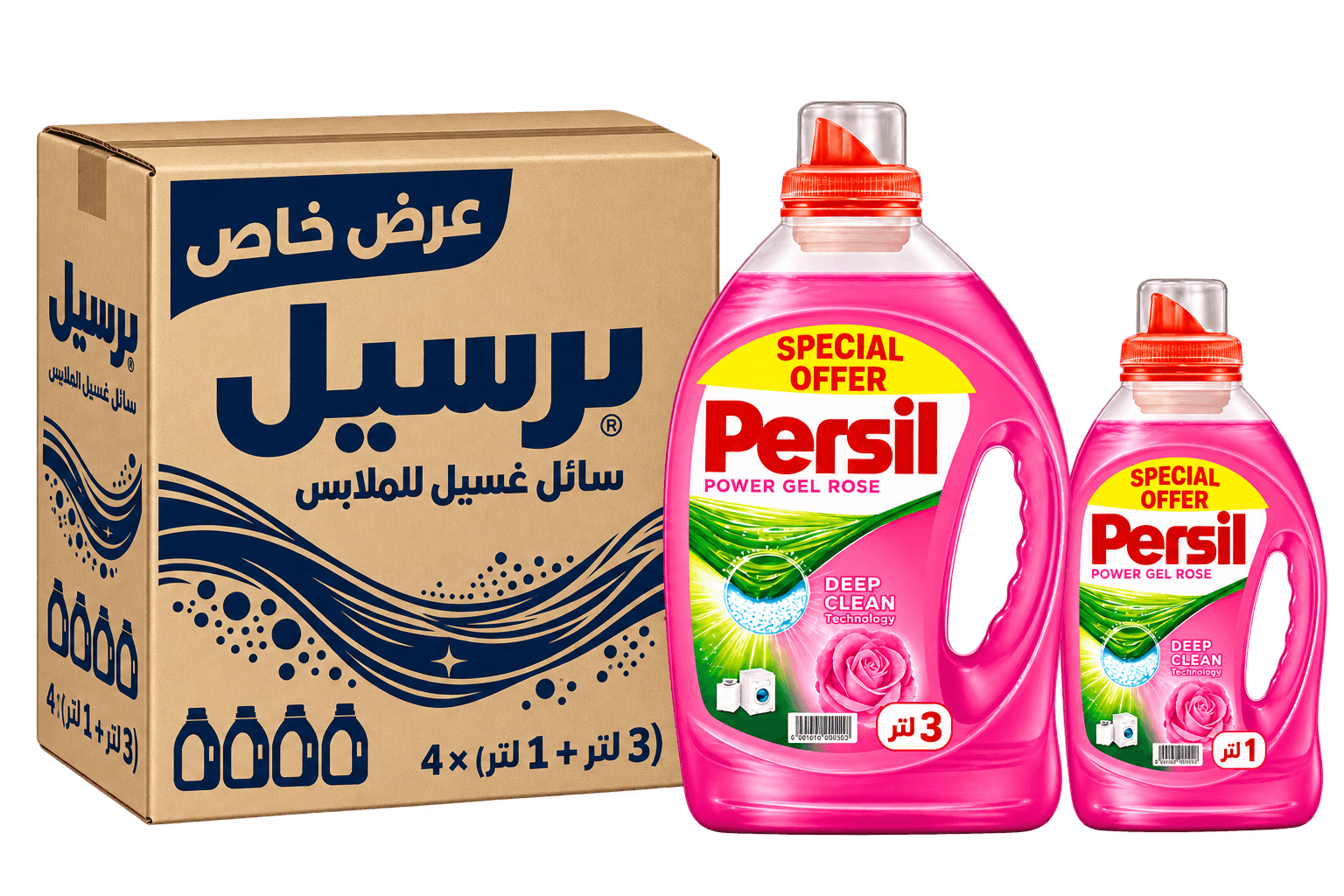 كرتون برسيل جل روز 3 لتر + لتر  * 4