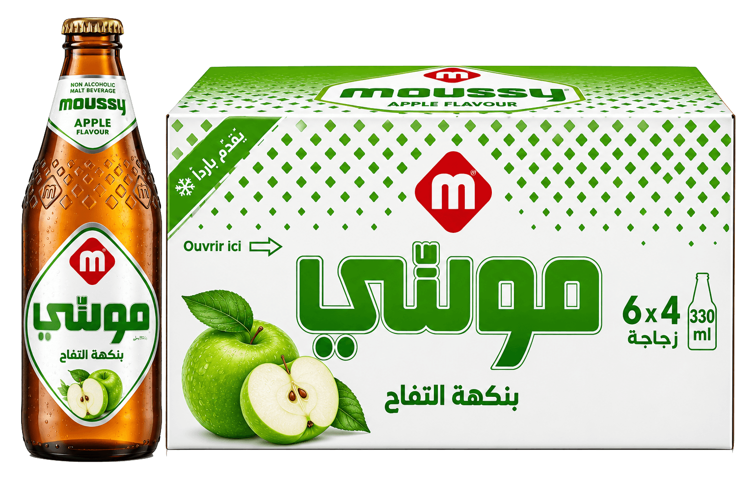 كرتون بيرة موسي تفاح 330 مل * 24