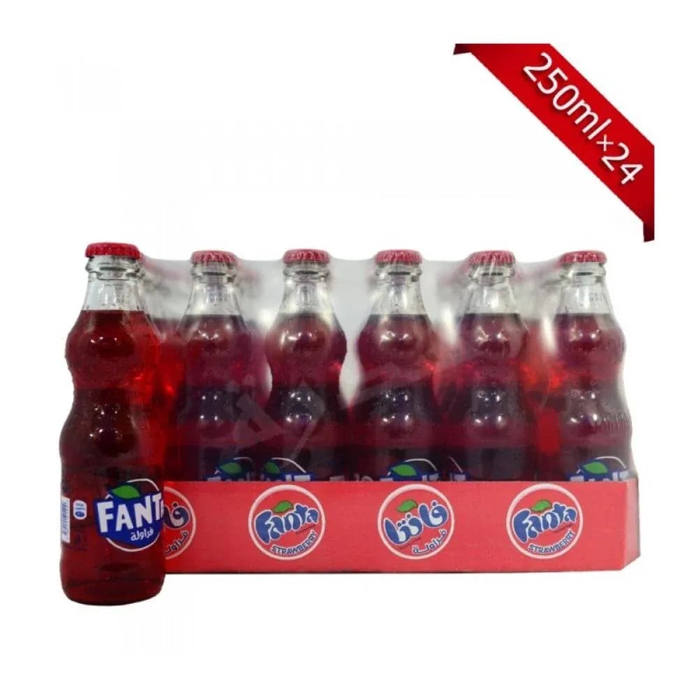 كرتون مشروب غازي فانتا فراولة زجاج  250 مل * 24